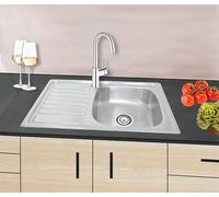 Omeere, 80 x 50 cm - Évier encastrable carré en acier inoxydable 304 - Épaisseur du matériau : 0,8 mm - Évier de cuisine carré - 1 bac - Évier encastrable (étagère à gauche)