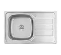 Omeere, 80 x 50 x 20 cm - Évier de cuisine encastrable en acier inoxydable 304 - Épaisseur du matériau : 0,8 mm - Évier de cuisine carré - 1 bac - Égouttoir - Protection anti-débordement (surface