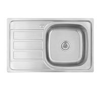 Omeere, 80 x 50 x 20 cm - Évier de cuisine encastrable en acier inoxydable 304 - Épaisseur du matériau : 0,8 mm - Évier de cuisine carré - 1 bac d'égouttement - Protection anti-débordement (égouttoir