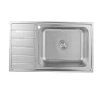 Omeere, 86 x 50 cm - Évier de cuisine - En acier inoxydable 304 - Épaisseur du matériau : 1 mm - Évier encastrable - Carré - 1 bac XXL - 50 x 40 cm (étagère à gauche)