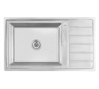 Omeere, 86 x 50 x 21 cm - Évier de cuisine encastrable en acier inoxydable 304 - Épaisseur du matériau : 0,9 mm - Évier de cuisine carré - 1 bac d'égouttement R20 (égouttoir à droite à droite)