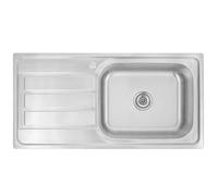 Omeere, Évier de cuisine, 100 x 50 l, en acier inoxydable 304, épaisseur du matériau : 0,8 mm, bac XXL 50 x 40 cm, évier encastrable, rectangulaire, 1 bac, égouttoir, (égouttoir à gauche)