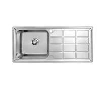 Omeere Grand évier encastrable en acier inoxydable 304 épaisseur 0,8 mm, évier de cuisine rectangulaire 1 bac carré (étagère droite) 100 x 46 B