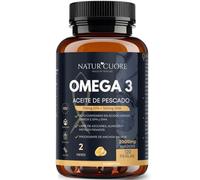 Omega 3 2000 mg | 120 perles | Provenant d'anchois sauvage | Haute concentration EPA700 mg + DHA 500 mg | Sans mercure | Vitamine E Naturcuore - Capsules de Fish Oil Naturcuore