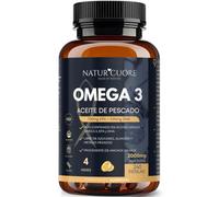 Omega 3 2000mg | 240 perles | 4 mois | Anchois sauvage | Haute concentration EPA700 mg + DHA 500mg | Sans mercure | Vitamine E Naturcuore - Capsules de Fish Oil Naturcuore