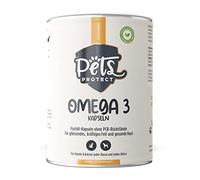 Omega-3 en gélules pour chiens et chats | HAUTEMENT DOSÉ avec 1 000 mg d'huile de poisson pure par gélule | Très haute teneur en acides gras EPA et DHA | Sans PCB | Sans additifs | 120 gélules |