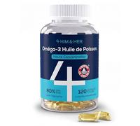 Oméga 3 EPA et DHA Gélules 1334mg Haute Concentration - pour Cœur et Cerveau - Sans Goût de Poisson et Facile à Avaler - 668mg EPA, 500mg DHA - 80% rTG - Huile de Poisson - Cure 2 Mois - 4 HIM & HER