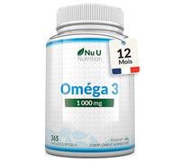 Omega 3 Fish Oil 1000 mg - Huile de Poisson - 365 Gélules - Cure d'1 An - Riche en EPA 540mg et DHA 360mg - Compléments alimentaires de Nu U Nutrition