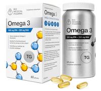 Oméga 3 gélules - 500 mg EPA + 250 mg DHA, huile de poisson forme triglycéride - L'EPA et le DHA contribuent au fonctionnement normal du cœur - IFOS certifié (60 gélules, 2 mois)
