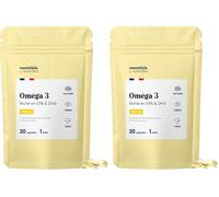 Omega 3 Huile de Poisson 1000mg, Pure et Concentrée, Oméga 3 EPA DHA, Santé du Coeur & Vision, Cure de 1 mois, Fabriqué en France, Essentials by Novoma (Lot de 2)