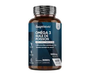 Oméga 3 Huile de Poisson 400 Gélules pour +1 An d'Apport, Fish Oil Omega 3 EPA DHA sans Odeur, Selon l'EFSA, l'EPA et le DHA Contribuent au Fonctionnement Normal du Cœur