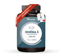 Omega 3 Huile de Poissons Sauvages 2 000mg - 4 mois - Haute concentration en EPA (1 000mg) et DHA (500mg) - Soutien des fonctions cognitives et visuelles - Fabriqué en France - Vitavea