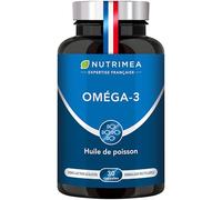 OMEGA 3 - Huile de Poissons Sauvages - Haute Concentration - 500 mg dont 175 mg d'EPA & 125 mg de DHA - Soutient la Vision et la Cognition - 30 Capsules - Nutrimea - Fabrication Française