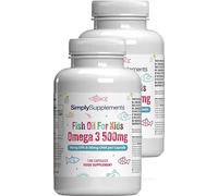 Oméga 3 pour Enfants 500 mg | De 4 à 15 Ans | 2 Flacons de 180 Capsules (360 au Total) | Jusqu’à 4 Mois d’Utilisation | SimplySupplements