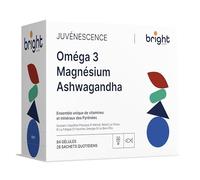 Omega 3 TG, Magnésium, Ashwagandha - SmartAbsorb™ | pour la fonction cérébrale, le système nerveux et le sommeil | 28 sachets quotidiens