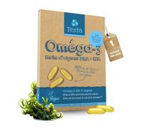 Omega 3 Vegan - Huile d'Algue haute concentration - 300 mg DHA + 150 mg EPA par capsule - Bénéfique pour le Cœur, le Cerveau et les Yeux - 100% Végétal - 60 capsules (2 Mois)