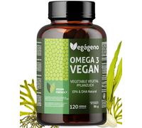 OMEGA 3 VEGAN - Huile d'algues 2000MG d'origine végétale. Haute concentration de 600 mg de DHA et 300 mg d'EPA par dose quotidienne. 100% naturel. Sans gluten. Non OGM. Compatible avec le VEGAN