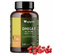 Omega 7 VEGAN - Huile d’argousier VEGAGENO avec Oméga 3 6 7 9, acide palmitoléique, vitamine E naturelle. 120 gélules végétaliennes. Non OGM. Sans gluten. Complément 100% végétal.