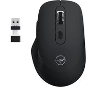Omega Souris sans Fil Bluetooth Ergonomique, Récepteur USB et USB-C, Clics Silencieux, DPI réglables, Compatible MacOS et Windows Noir