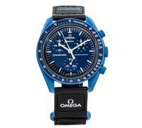 Swatch Omega x Moon Mission to Neptune Speedmaster Blue - Nouveau SO33N100, Bleu, Moderne
