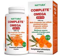 OMEGAS COMPLETS 3-6-7-9 * Huile d'argousier pure de haute qualité provenant de fruits entiers d’argousier sauvage, non raffinés, pressés à froid - Sans OGM, certifiée Casher, GMPc -1200mg - 60 gélules