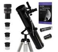 Omegon Télescope pack complet 76/700 AZ1 – Zoom, oculaires, Barlow, lentille redressement