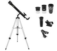 Omegon Télescope AC 60/700 AZ-1 | Télescope réfracteur achromatique | Idéal pour Les débutants | Observation Claire de la Lune et des planètes | Compact et Facile à Transporter