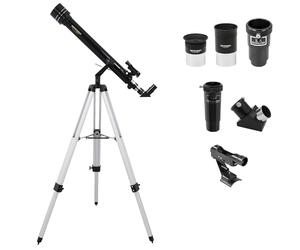 Omegon Télescope AC 60/700 AZ-1 | Télescope réfracteur achromatique | Idéal pour Les débutants | Observation Claire de la Lune et des planètes | Compact et Facile à Transporter