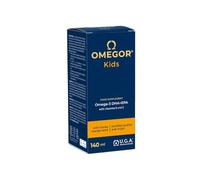 OMEGOR® Kids avec oméga-3 végétal DHA pour enfants 250 mg de DHA et 125 mg d'EPA à partir d'huile d'algue | Miel et jus de fruits | Avec de la vitamine D3 | Bouteille de 150 ml avec cuillère.