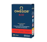 Omegor Krill - Complément alimentaire avec phospholipides, choline, Oméga-3 et astaxanthine à haute biodisponibilité - 260 mg d'EPA et DHA - Sans arrière-goût - Facile à avaler - 60 capsules