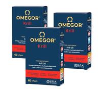 OMEGOR Krill - Complément super concentré en huile de krill avec oméga-3, choline et astaxanthine - Pêche durable - 250 mg EP DHA - Certifié IKOS - 60 gélules (3 paquets)