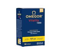 OMEGOR Vitality 1000 - Complément de 1000 mg d'oméga 3 - vitamine E - Pour le coeur et le cerveau - Concentration en oméga 3 de 90% - Certificat IFOS 5 étoiles - Huile de poisson pure - 90 gélules
