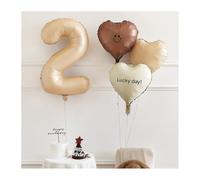OMEIU Store Kit d'arche de ballons en latex à l'hélium pour décoration de fête d'anniversaire (ensemble cœur, numéro 2) - Différentes tailles - Rose pastel et blanc