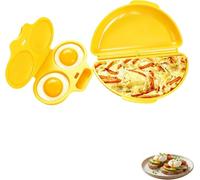 Omelette Micro Onde,Cuit Oeuf Micro Onde,Cuiseur Oeuf,Pocheuses à œufs Micro-Ondes,Moule à Vapeur Avec Fermeture Cuit Oeuf,2 Cavités,Antiadhésive,Sans Huile,Facile à Lave-Vaiselle Pocher，Yellow