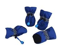 OMEM Bottes de Pluie imperméables pour Chiot, Ensemble de 4 Bottes pour Animaux de Compagnie, Chaussures de Chien imperméables en Tissu Doux (XS,Bleu)