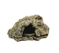 OMEM Cachette pour reptile en résine avec bac à nourriture pour gecko, lézard, serpent, grenouille, araignée, animal domestique, abri durable (marron)
