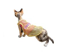 OMEM Ensemble débardeur en maille pour chat avec brassière amovible pour Sphynx Devon Rex, tenue d'été rafraîchissante et respirante pour chat sans poils, protection UV, taille S à XXXL