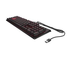 OMEN Encoder 6YW76AA Clavier de jeu mécanique personnalisable avec touches rouges Cherry MX Full N-Key Roller, rétroéclairage LED, USB