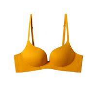 Omen's Soutien-gorge push-up rembourré sans armatures Soutien-gorge sans coutures confortable, jaune, M