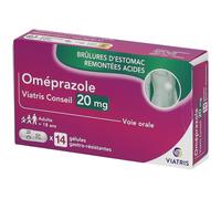 OMEPRAZOLE VIATRIS CONSEIL 20MG GELULE GASTRO-RESISTANTE Capsules Dures Gastro-Résistantes 14 pc(s)