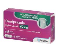 OMEPRAZOLE VIATRIS CONSEIL 20MG GELULE GASTRO-RESISTANTE Capsules Dures Gastro-Résistantes 7 pc(s)