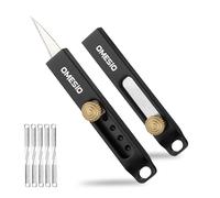 Omesio 2PCS Couteau Porte-Clés, Couteau Pliant Compact En Aluminium Avec 10 Lames Supplémentaires, Mini Couteau De Poche Edc Everyday Office Stationery, Coupeur D'enveloppe Tranchant Ouvre-Boîte
