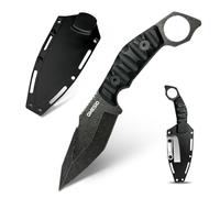 Omesio Couteau Ceinture | Couteau d'extérieur Full Tang en Acier 420 (HRC 56-58) | Lame Fixe de 10,5 cm pour Survie, Camping et Randonnée |Manche en ABS | Fourreau Inclus