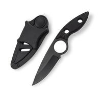 Omesio Couteau de Ceinture Mini EDC Noir - Petit Couteau de Camping Robuste avec Fourreau en Plastique Résistant, Idéal pour Randonnée et Outdoor