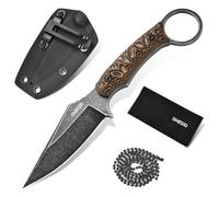 Omesio Couteau de Cou 8,5cm Full Tang D2 G10 avec Étui Kydex | Léger et compact, se porte au cou ou à la ceinture. Idéal cadeau camping, randonnée, urgence, EDC quotidien, extérieur.