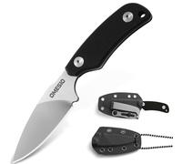 Omesio Couteau de Cou Petit Couteau de Cou EDC Avec Étui Kydex et Collier à Billes pour Suspendre, Lame D2 et Poignée G10