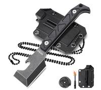 Omesio Couteau EDC D2 5,7 cm Multifonction avec Étui Kydex | Avec silex de secours et chaîne à billes, idéal pour atelier, camping et usage quotidien, un cadeau pour femme et homme.