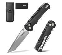 Omesio Couteau pliant M-LB21 Tanto, lame en acier 14C28N, manche en G10, conception légère, étui en nylon inclus, longueur de lame 8,4 cm, idéal pour le camping en plein air.
