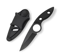 Omesio Petit Couteau de Ceinture EDC avec Étui Robuste Compact Léger Noir | Acier 3Cr13MoV, Fourreau Plastique Résistant, Port Horizontal Vertical, Coupe Précise, Idéal Camping Randonnée