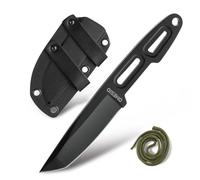 Omesio Petit Tanto Lame Fixe Couteau de ceinture,3,14 Pouces Lame en Acier 5cr13mov,Full Tang EDC Avec Lanière Couteau de survie